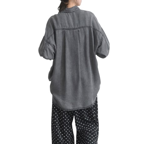 【6/5入荷】248062接触冷感 4.5oz とろみ  裾2way デニムシャツ
