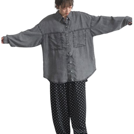 【6/5入荷】248062接触冷感 4.5oz とろみ  裾2way デニムシャツ