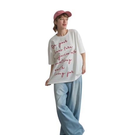 3386メッセージ ロゴ刺繍 半袖 Tシャツ