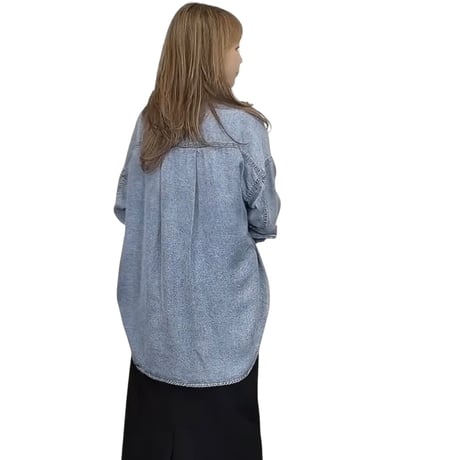 【6/5入荷】248062接触冷感 4.5oz とろみ  裾2way デニムシャツ