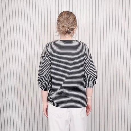 ぽわん7部袖ボーダーTシャツ