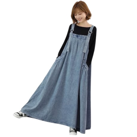 ロングデニムジャンスカ　Aライン