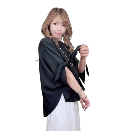 129 袖リボン付きバックロングブラウス