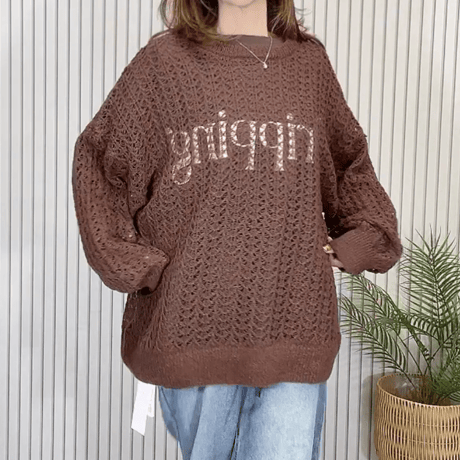 💕透かし編みニット×ロンT2点セット💕
