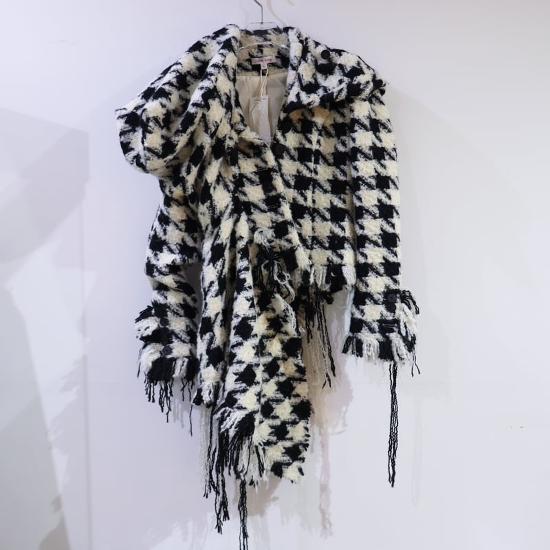 千冬 ARCHIVE］YUHAN WANG HOUNDSTOOTH KNOTTED JACKET