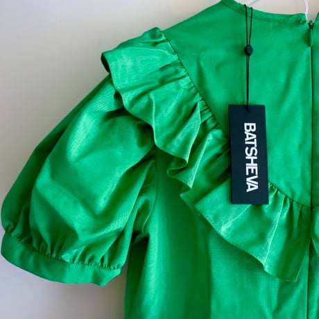 ［PRE-LOVED］BATSHEVA  GREEN FRILL DRESS "F10"