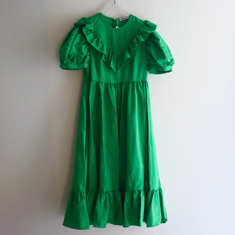 ［PRE-LOVED］BATSHEVA  GREEN FRILL DRESS "F10"