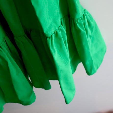［PRE-LOVED］BATSHEVA  GREEN FRILL DRESS "F10"