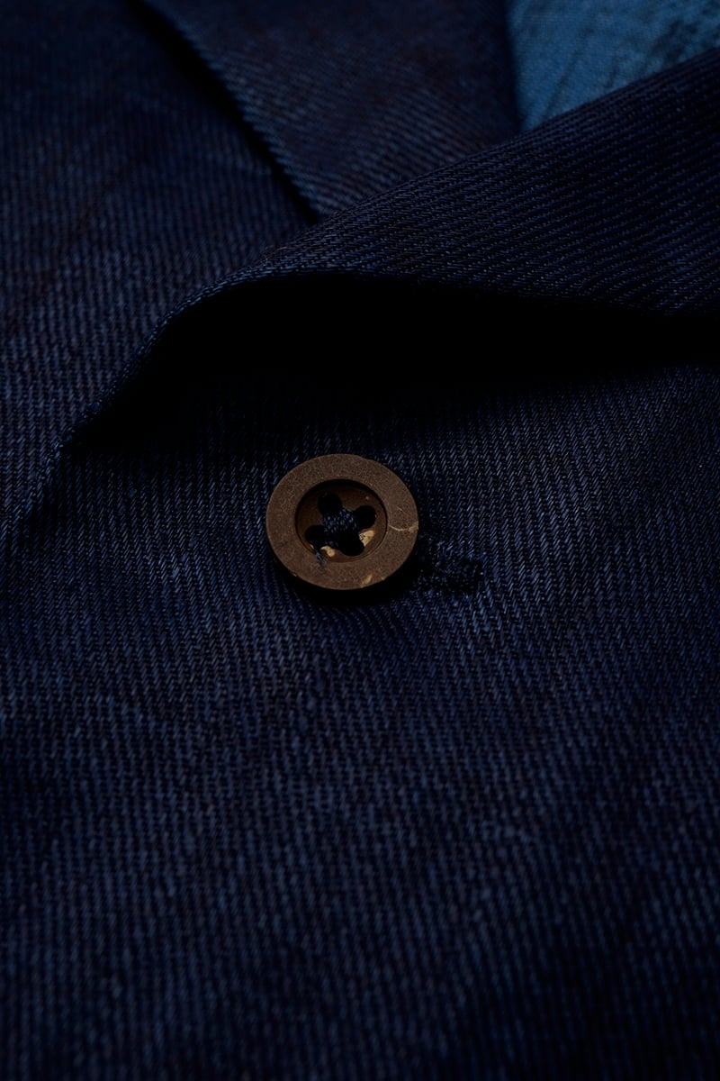 『ナイジェルケーボン』刺繍 バンドカラーシャツ インディゴ染 ベンチレーション ナイジェルケーボン』刺繍 バンドカラーシャツ インディゴ染