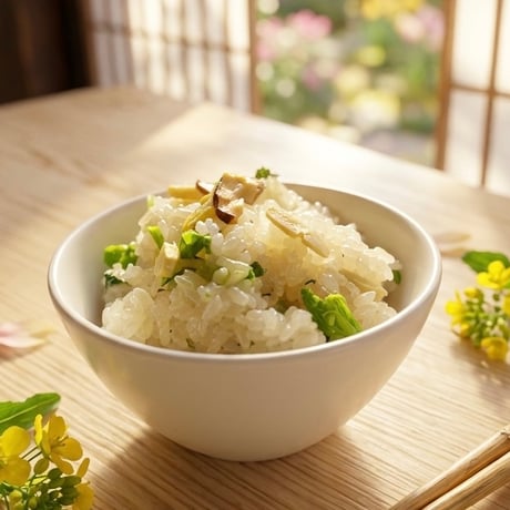 数量限定特価販売！菜の花と筍おこわ３個醬油おこわ３個
