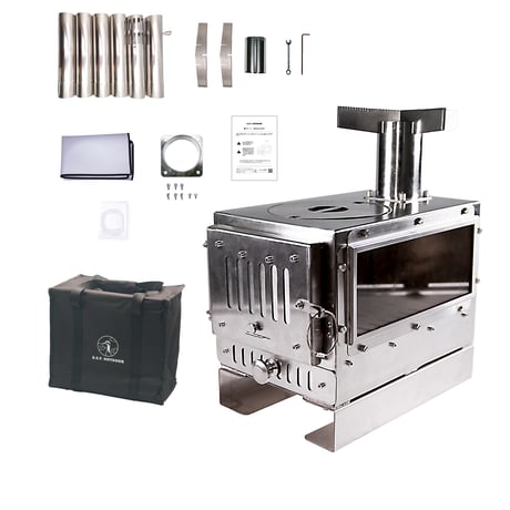 中型薪ストーブ『MAKIng STOVE』 （メイキングストーブ） (シンプル版 ステンレス)　ソロキャンプ・デュオキャンプ　卓上薪ストーブ　五徳付き
