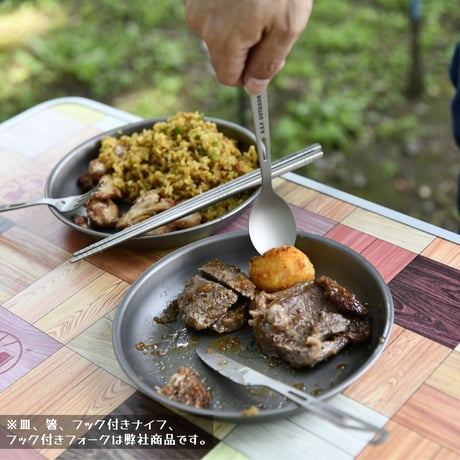 チタン製カトラリーセット (フック付き先割れスプーン・フック付きフォーク・フック付きナイフ)