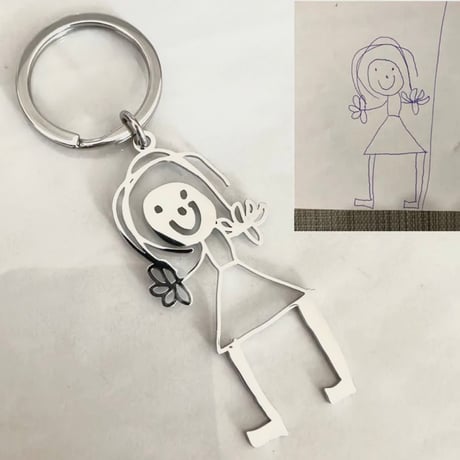 ▲業界最安値▲スマホから簡単▲オーダーメイド キーホルダー 絵 イラスト 子供の絵 子どもの絵 手書き イラスト入り オリジナル