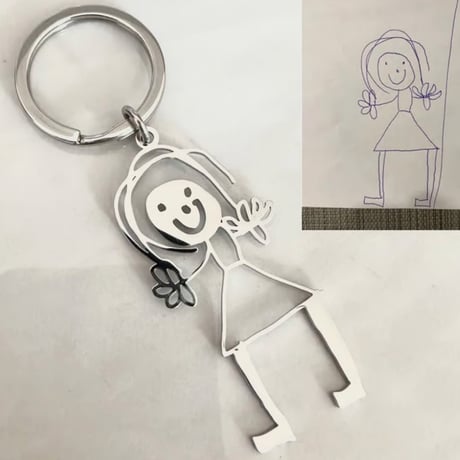 ◆業界最安値◆スマホから簡単◆オーダーメイド キーホルダー 絵イラスト 写真 何でも対応◆子供の絵 子どもの絵 手書き イラスト  オリジナル 受注生産