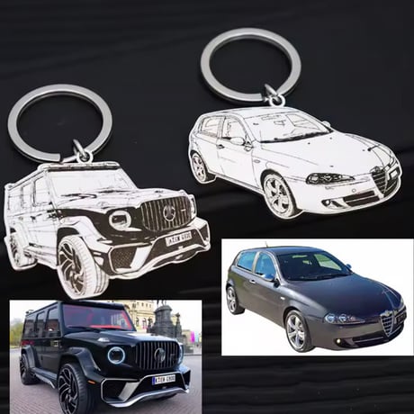 スマホから簡単◆オーダーメイド カー オリジナル キーホルダー 愛車 カスタム 旧車 外車 思い出 世界に一つのキーホルダー