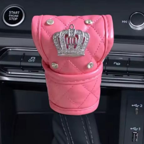 ピンク シフトノブカバー スタッズ付き PUレザー 高級感 ドレスアップ DAD ギャルソン風 汎用タイプ【送料無料】