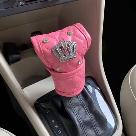 ピンク シフトノブカバー スタッズ付き PUレザー 高級感 ドレスアップ DAD ギャルソン風 汎用タイプ【送料無料】