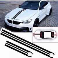 BMW ボンネット＆リア レーシングステッカー 黒 1/2/3/4シリーズ対応 M3 M5 M6 E46 E90 F30 F10 F15 F16 汎用 外装デカール
