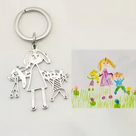 ◆業界最安値◆スマホから簡単◆オーダーメイド キーホルダー 絵イラスト 写真 何でも対応◆子供の絵 子どもの絵 手書き イラスト  オリジナル 受注生産