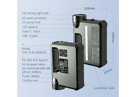 e-ジャンプスターター/e-Jump Starter M5タイプ 一台5役の多機能多目的、超安全、超コンパクト、頑丈でポータブル！