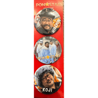 PON☆STAR 公式缶バッジ type E : ヒゲポン + KOJI + GOLDEN AGE