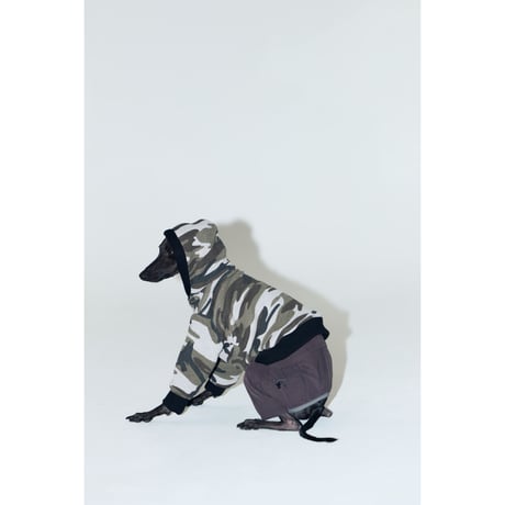 Hidden Pattern Reversible Hooded Zip-Up BLACK×MINITARY