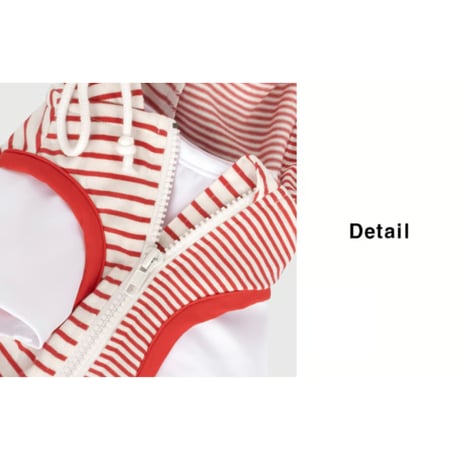 Stripe Mix Hooded Zip-up RED