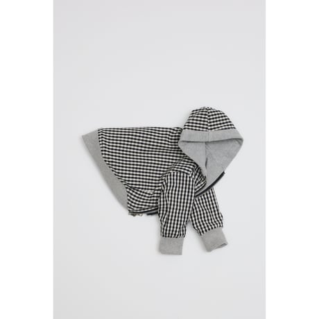 Hidden Pattern Reversible Hooded Zip-Up GREY×CHECK