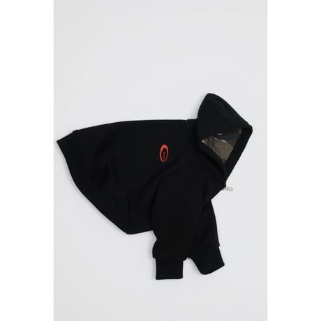 Hidden Pattern Reversible Hooded Zip-Up BLACK×MINITARY