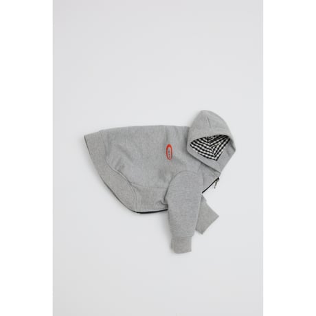 Hidden Pattern Reversible Hooded Zip-Up GREY×CHECK