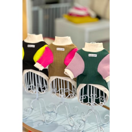 Quilted Color Sweatshirt Khaki&Pink