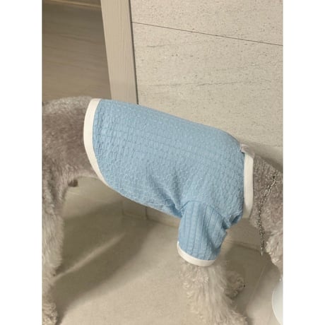Weaved Cropped Short Sleeve Tshirt Blue