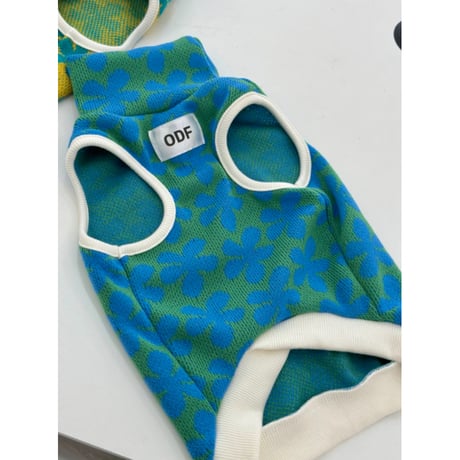Unique Shibori Flower Knit Blue&Green