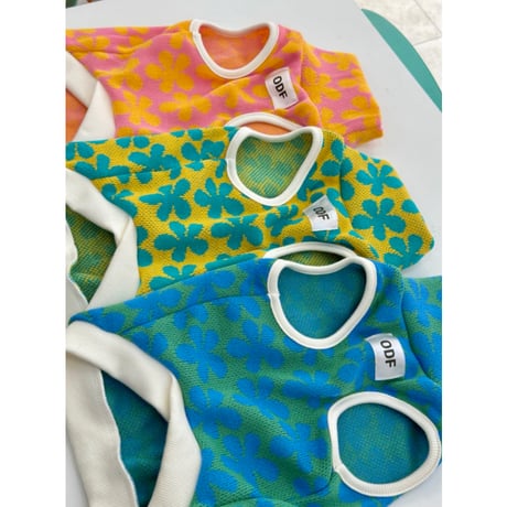 Unique Shibori Flower Knit Blue&Green