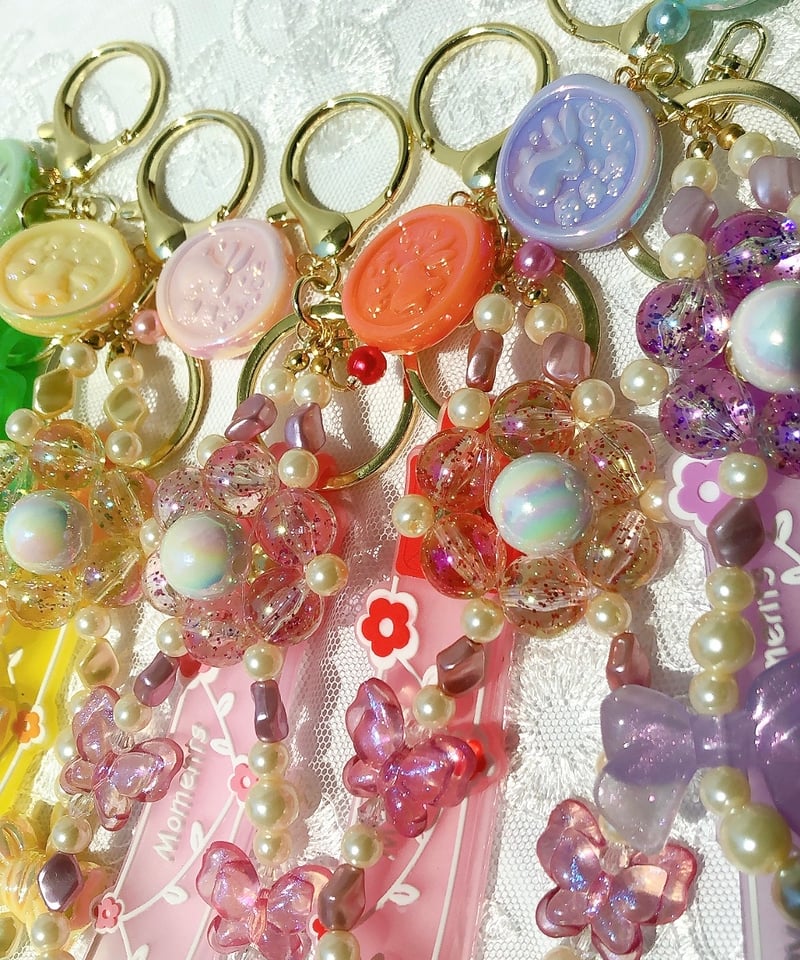 緑〙可愛いBIG FLOWER キーホルダー | mochikoのちいさなおみせ