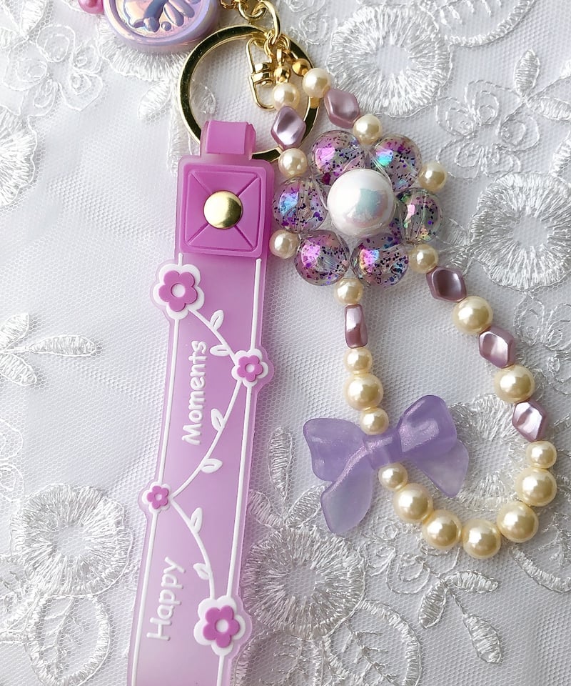 紫〙可愛いBIG FLOWER キーホルダー | mochikoのちいさなおみせ
