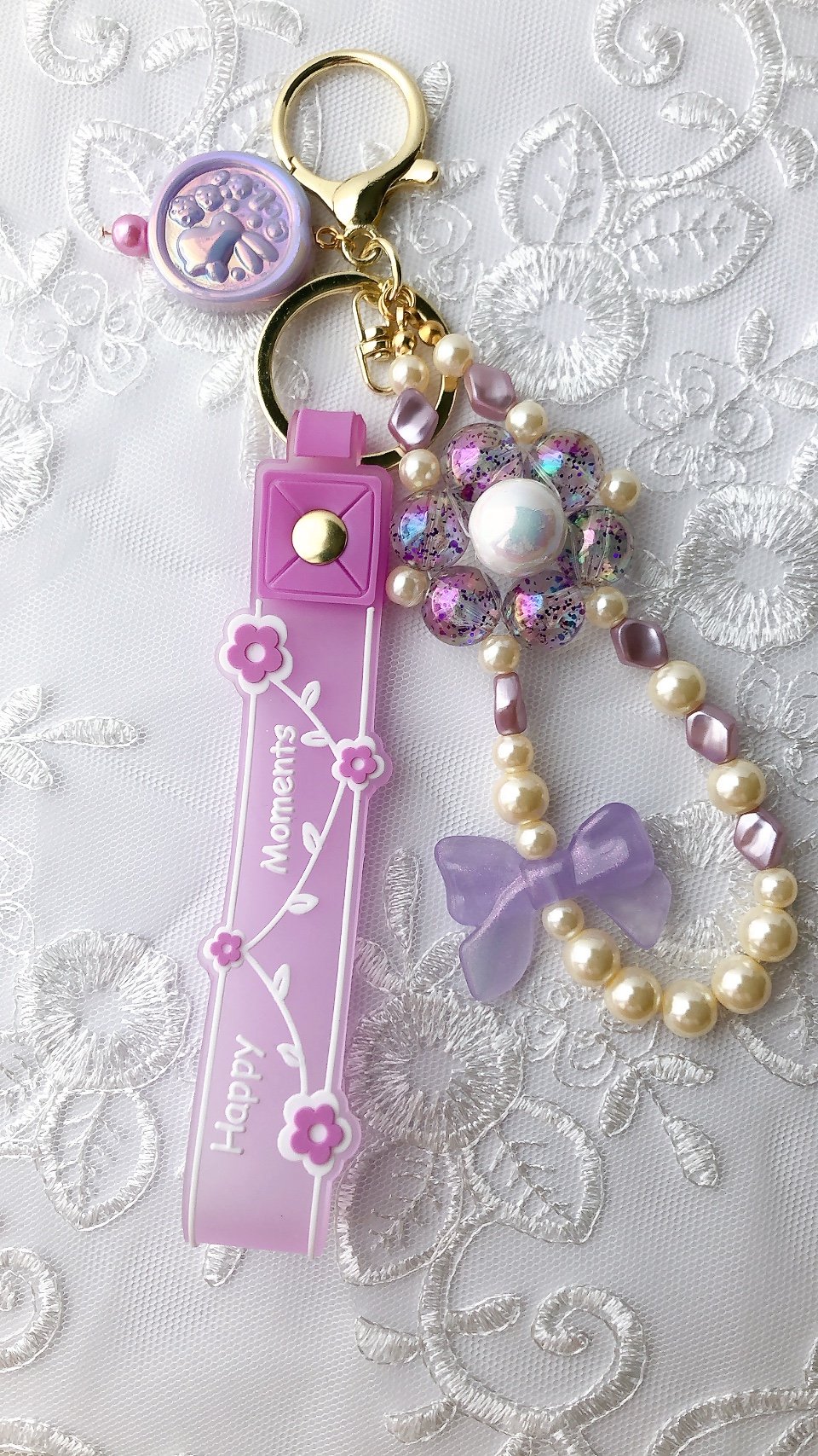 紫〙可愛いBIG FLOWER キーホルダー | mochikoのちいさなおみせ