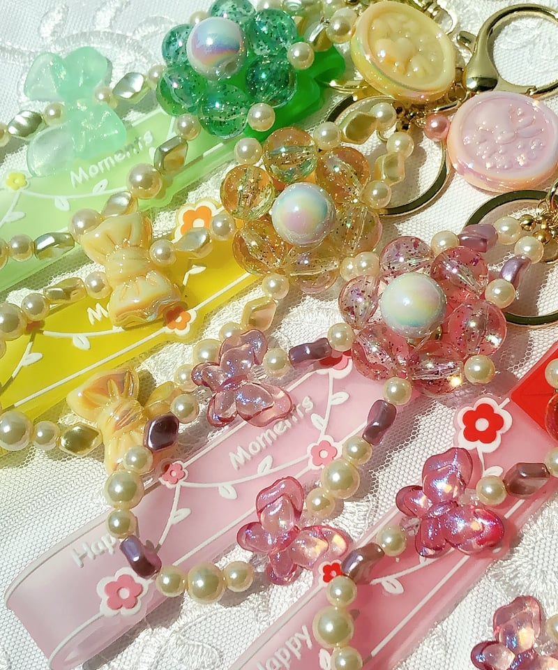 緑〙可愛いBIG FLOWER キーホルダー | mochikoのちいさなおみせ