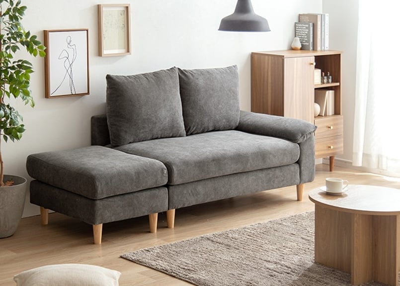 2点セット】Mellow オットマン付き2人掛けカウチソファ | ヒツジインテリア