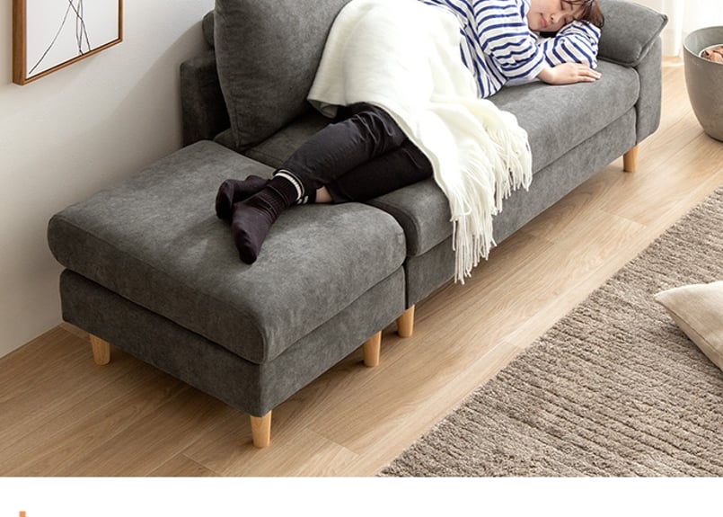 2点セット】Mellow オットマン付き2人掛けカウチソファ | ヒツジインテリア