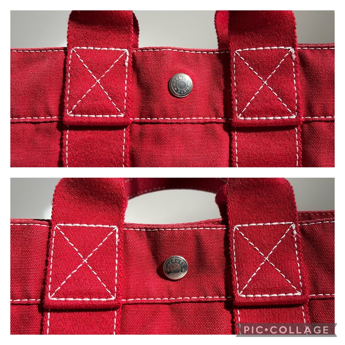 HERMES】エルメス ドーヴィルPM トートバッグ キャンバス レッド
