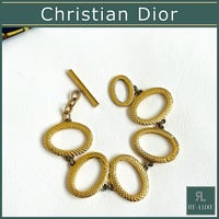 Christian Dior ヴィンテージ ブレスレット｜ゴールド 楕円モチーフ Tバー クラシカルアクセサリー