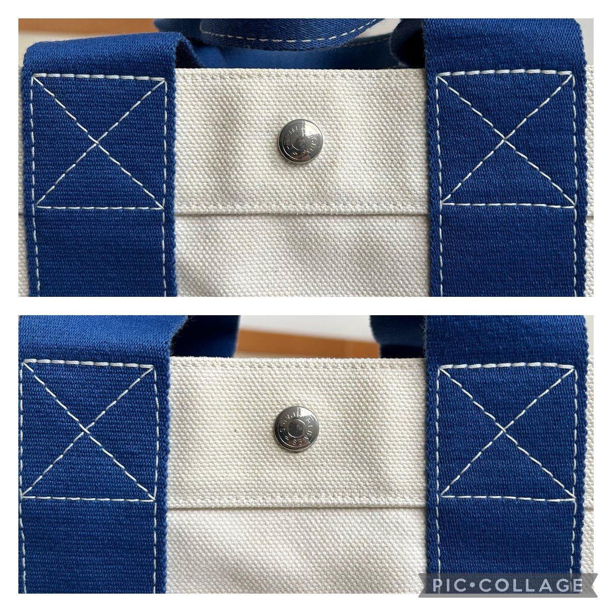 HERMES ボラボラ PM オフホワイト×ブルー トート | Re-Luxe