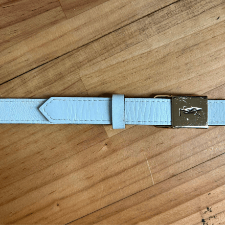 【80sヴィンテージ】YVES SAINT LAURENT レザーショルダーバッグ 本革 オフホワイト ベージュ 2WAY クラッチ イヴサンローラン