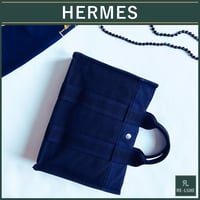 HERMESフールトゥPM NAVY×BLACKトートバッグ
