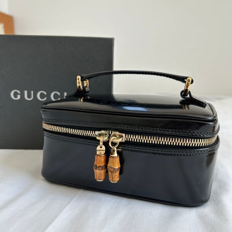 【美品】GUCCI グッチ バンブー バニティバッグ ナイロン×エナメル Yahoo!オークション -「グッチ バニティバッグ」(バンブーライン