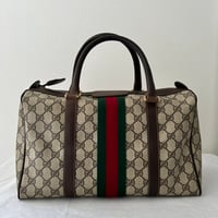 GUCCI オールドグッチ ミディアム ボストン ハンドバッグ シェリーライン GG柄_A230905-28