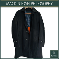 MACKINTOSH PHILOSOPHY (マッキントッシュフィロソフィー）無地 BLACK 黒 コットン ステンカラーコート ライナー付_TS241012-41