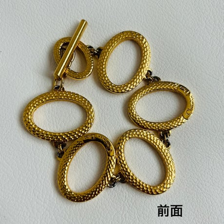 Christian Dior ヴィンテージ ブレスレット｜ゴールド 楕円モチーフ Tバー クラシカルアクセサリー