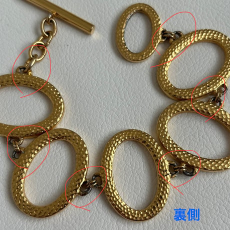 Christian Dior ヴィンテージ ブレスレット｜ゴールド 楕円モチーフ Tバー クラシカルアクセサリー